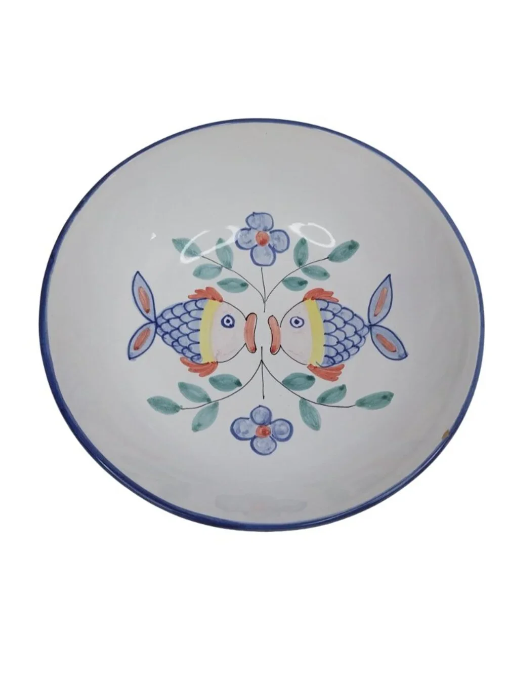 Deruta Italy Filli Mari Hand Painted Fish Pattern Dinnerware Set Bowls Plate